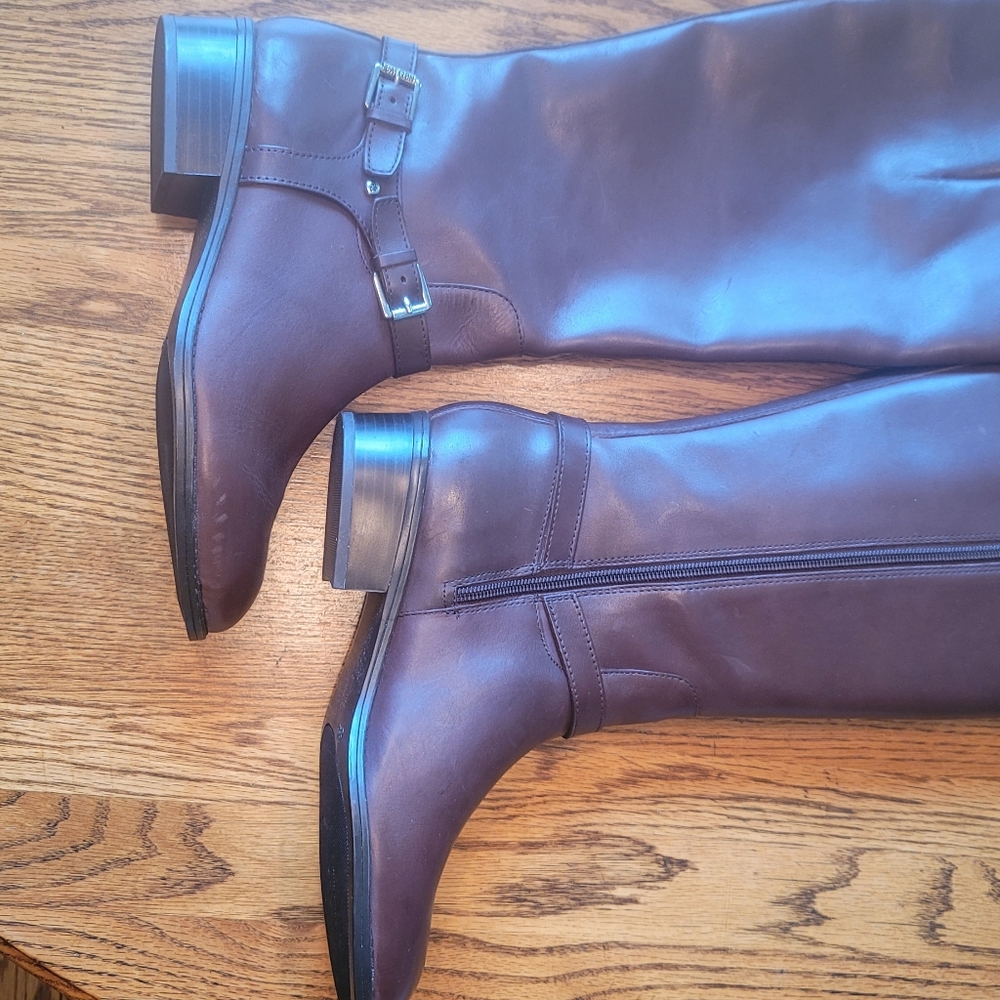 NWT Ralph Lauren Brown Genuine Leather Tall Riding Tall Boots Shoes Size…